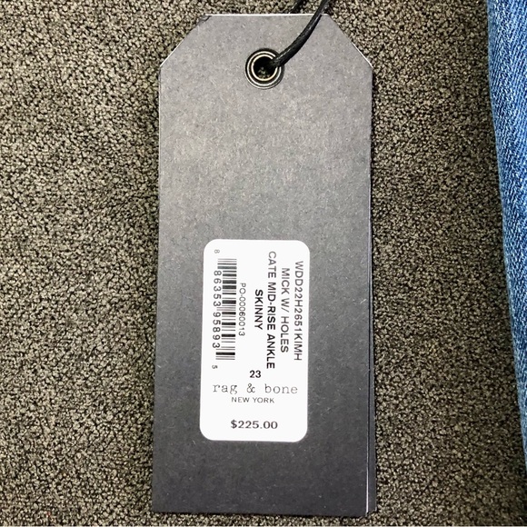 rag & bone Cate Ripped Raw Hem Ankle Skinny Jeans (Mick) 23 - Picture 9 of 11